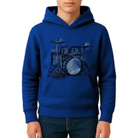 Cool Drummer Music Design Featuring A Sketch Of A Drum Kit Gift Kids Hoodie