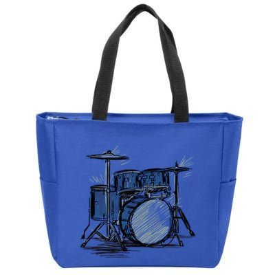 Cool Drummer Music Design Featuring A Sketch Of A Drum Kit Gift Zip Tote Bag