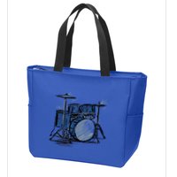 Cool Drummer Music Design Featuring A Sketch Of A Drum Kit Gift Zip Tote Bag