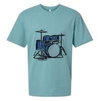 Cool Drummer Music Design Featuring A Sketch Of A Drum Kit Gift Sueded Cloud Jersey T-Shirt