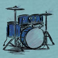 Cool Drummer Music Design Featuring A Sketch Of A Drum Kit Gift Sueded Cloud Jersey T-Shirt