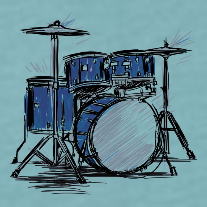 Cool Drummer Music Design Featuring A Sketch Of A Drum Kit Gift Sueded Cloud Jersey T-Shirt