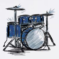 Cool Drummer Music Design Featuring A Sketch Of A Drum Kit Gift Garment-Dyed Sweatshirt