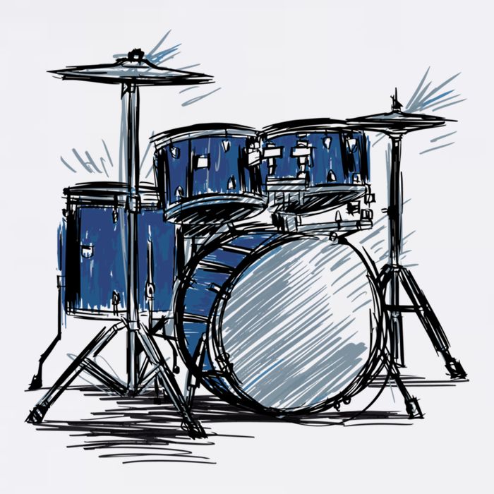 Cool Drummer Music Design Featuring A Sketch Of A Drum Kit Gift Garment-Dyed Sweatshirt