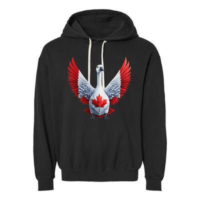 Canada Day Maple Leaf Bird Design Garment-Dyed Fleece Hoodie