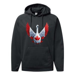 Canada Day Maple Leaf Bird Design Performance Fleece Hoodie