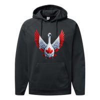 Canada Day Maple Leaf Bird Design Performance Fleece Hoodie