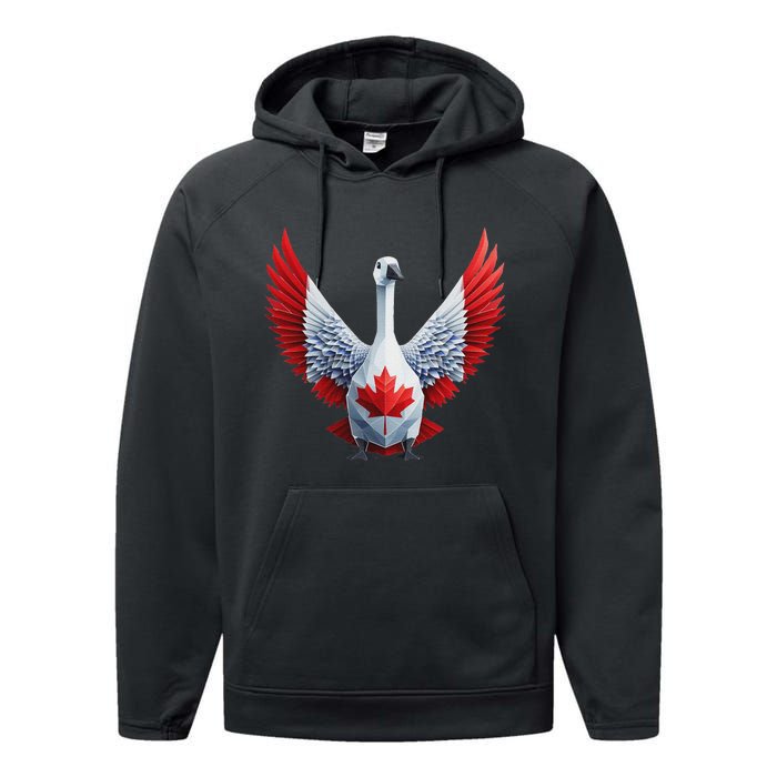 Canada Day Maple Leaf Bird Design Performance Fleece Hoodie