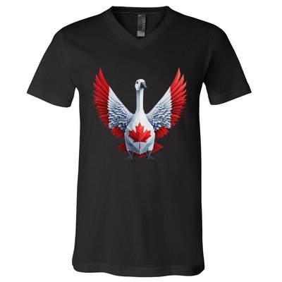 Canada Day Maple Leaf Bird Design V-Neck T-Shirt