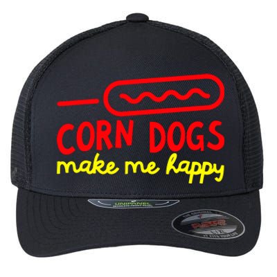 Corn Dogs Make Me Happy Flexfit Unipanel Trucker Cap