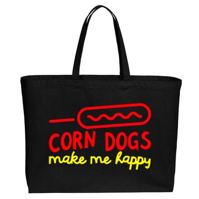 Corn Dogs Make Me Happy Cotton Canvas Jumbo Tote