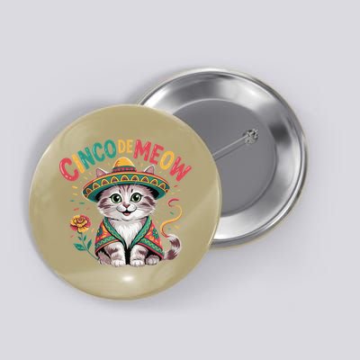 Cinco De Meow Funny Cat - Mexican Fiesta For Cinco De Mayo Button