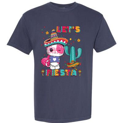 Cinco De Mayo Meow Lets Fiesta Mexican Cactus Cute Cat Garment-Dyed Heavyweight T-Shirt