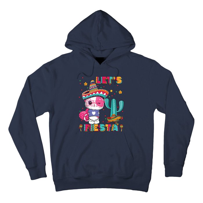 Cinco De Mayo Meow Lets Fiesta Mexican Cactus Cute Cat Hoodie