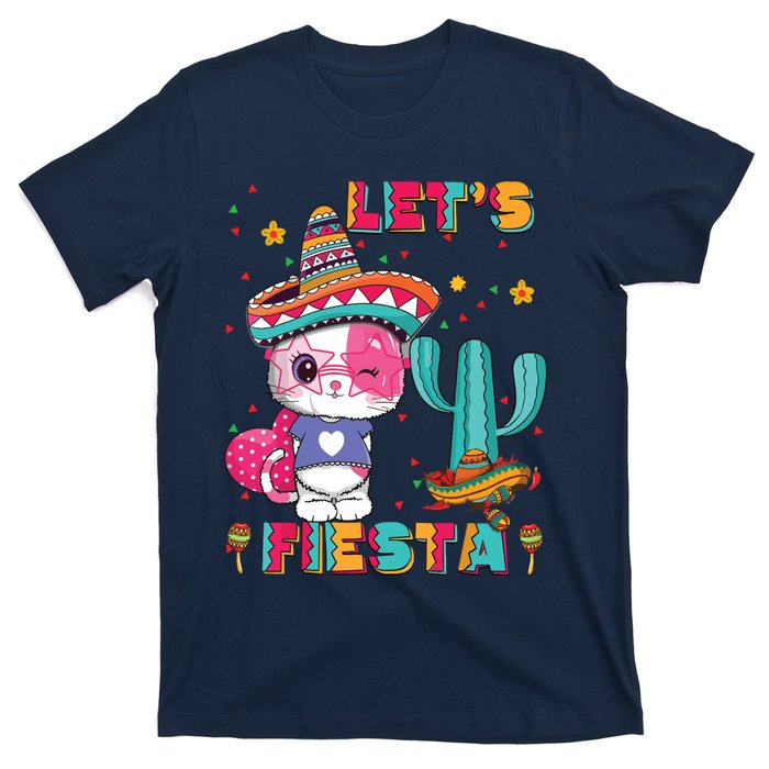 Cinco De Mayo Meow Lets Fiesta Mexican Cactus Cute Cat T-Shirt