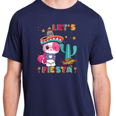 Cinco De Mayo Meow Lets Fiesta Mexican Cactus Cute Cat Adult ChromaSoft Performance T-Shirt