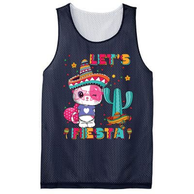 Cinco De Mayo Meow Lets Fiesta Mexican Cactus Cute Cat Mesh Reversible Basketball Jersey Tank