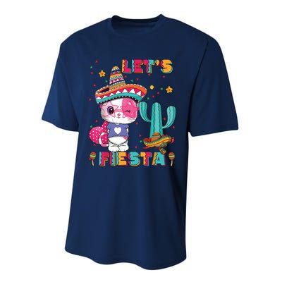 Cinco De Mayo Meow Lets Fiesta Mexican Cactus Cute Cat Performance Sprint T-Shirt