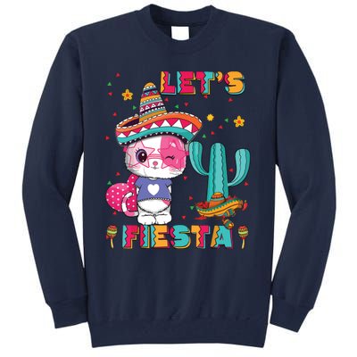 Cinco De Mayo Meow Lets Fiesta Mexican Cactus Cute Cat Tall Sweatshirt