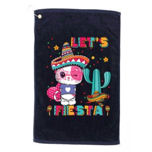 Cinco De Mayo Meow Lets Fiesta Mexican Cactus Cute Cat Platinum Collection Golf Towel