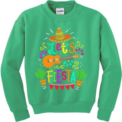 Cinco De Mayo Mexican Guitar Cactus Kids Sweatshirt