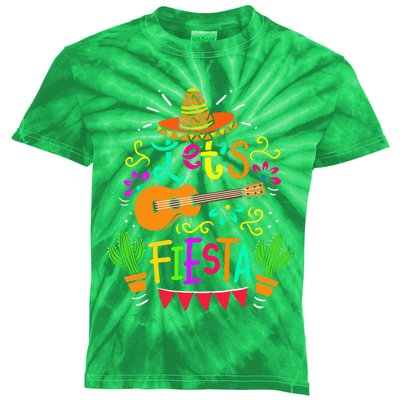 Cinco De Mayo Mexican Guitar Cactus Kids Tie-Dye T-Shirt