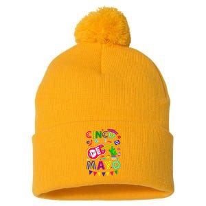 Cinco De Mayo Mexican Fiesta 5 De Mayo Funny Cinco de Mayo Pom Pom 12in Knit Beanie