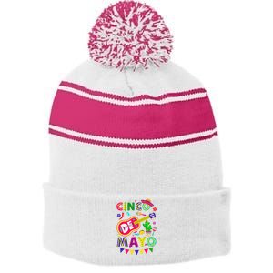 Cinco De Mayo Mexican Fiesta 5 De Mayo Funny Cinco de Mayo Stripe Pom Pom Beanie