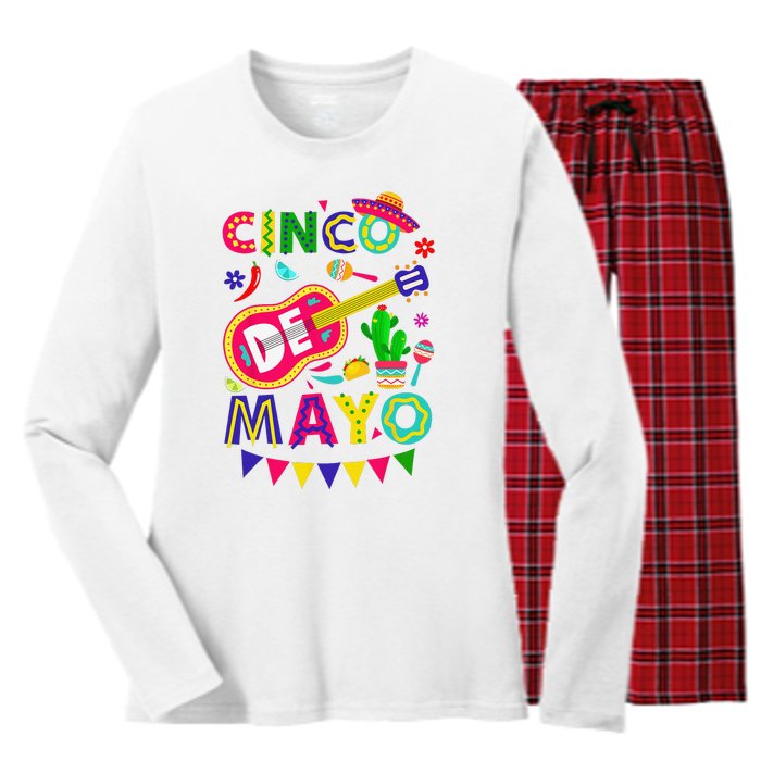 Cinco De Mayo Mexican Fiesta 5 De Mayo Funny Cinco de Mayo Women's Long Sleeve Flannel Pajama Set 