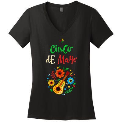 Cinco De Mayo Lets Fiesta Squad 5 De Mayo Mexican Fiesta Women's V-Neck T-Shirt