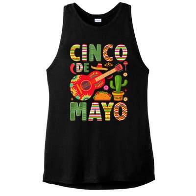 Cinco De Mayo Lets Fiesta Squad 5 De Mayo Mexican Fiesta Ladies PosiCharge Tri-Blend Wicking Tank