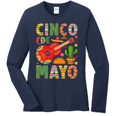 Cinco De Mayo Lets Fiesta Squad 5 De Mayo Mexican Fiesta Ladies Long Sleeve Shirt