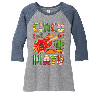 Cinco De Mayo Lets Fiesta Squad 5 De Mayo Mexican Fiesta Women's Tri-Blend 3/4-Sleeve Raglan Shirt