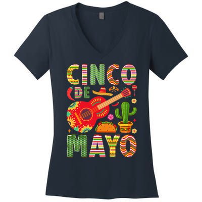 Cinco De Mayo Lets Fiesta Squad 5 De Mayo Mexican Fiesta Women's V-Neck T-Shirt