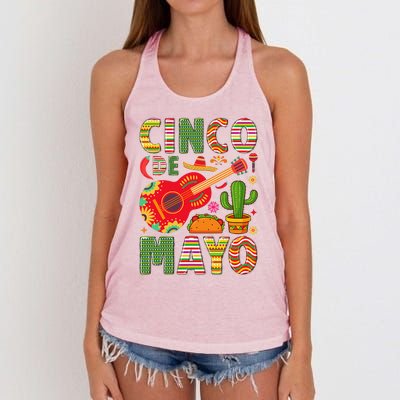 Cinco De Mayo Lets Fiesta Squad 5 De Mayo Mexican Fiesta Women's Knotted Racerback Tank