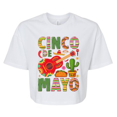 Cinco De Mayo Lets Fiesta Squad 5 De Mayo Mexican Fiesta Bella+Canvas Jersey Crop Tee