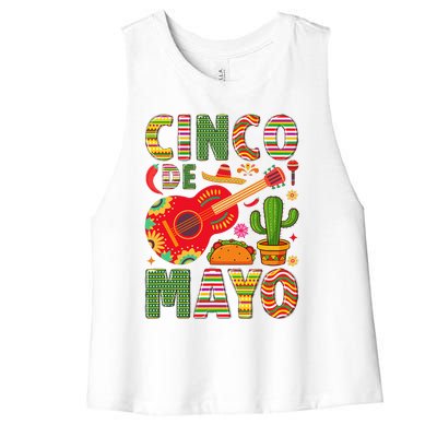 Cinco De Mayo Lets Fiesta Squad 5 De Mayo Mexican Fiesta Women's Racerback Cropped Tank