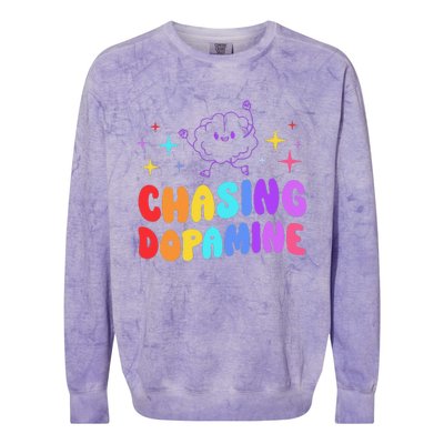 Chasing Dopamine Mental Health Aesthetic Colorblast Crewneck Sweatshirt