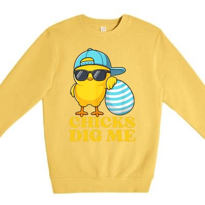 Chicks Dig Me Easter Happy Easter Funny Premium Crewneck Sweatshirt