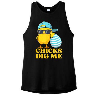 Chicks Dig Me Easter Happy Easter Funny Ladies PosiCharge Tri-Blend Wicking Tank