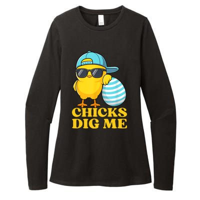 Chicks Dig Me Easter Happy Easter Funny Womens CVC Long Sleeve Shirt