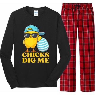 Chicks Dig Me Easter Happy Easter Funny Long Sleeve Pajama Set