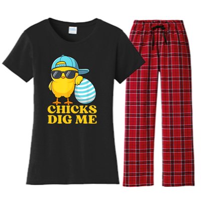 Chicks Dig Me Easter Happy Easter Funny Women's Flannel Pajama Set