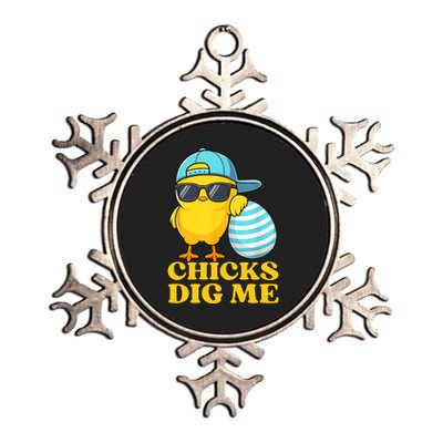 Chicks Dig Me Easter Happy Easter Funny Metallic Star Ornament