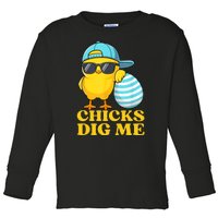 Chicks Dig Me Easter Happy Easter Funny Toddler Long Sleeve Shirt