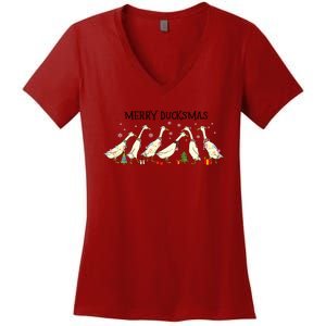 Christmas Duck Merry Duckmas Merry Christmas Holiday Season Women's V-Neck T-Shirt