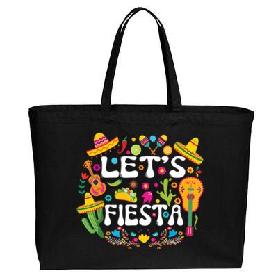 Cinco De Mayo Party Lets Fiesta Mexican Cotton Canvas Jumbo Tote