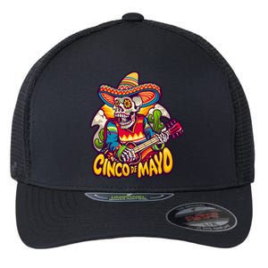 Cinco De Mayo Skull Fiesta Flexfit Unipanel Trucker Cap