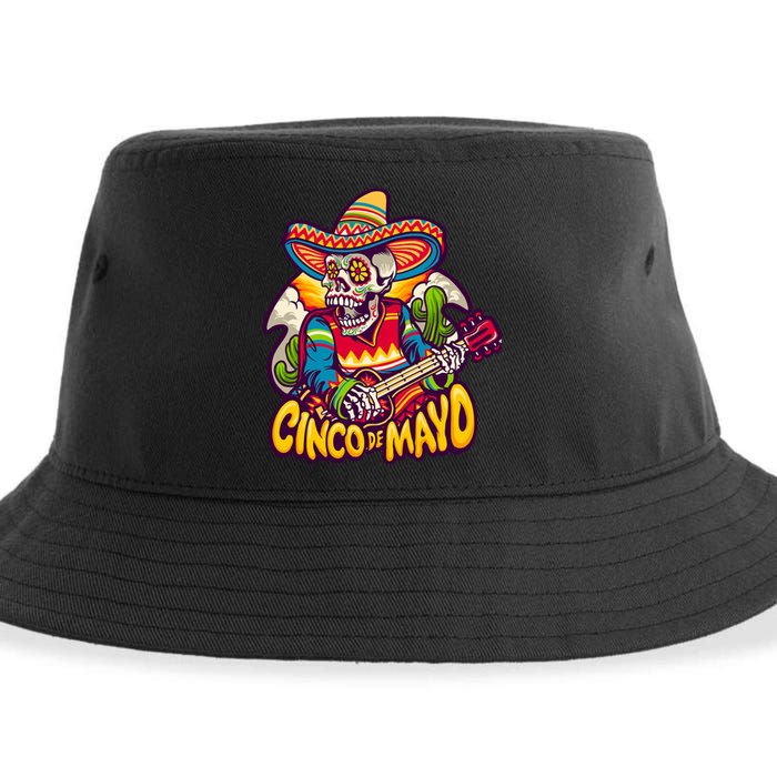 Cinco De Mayo Skull Fiesta Sustainable Bucket Hat