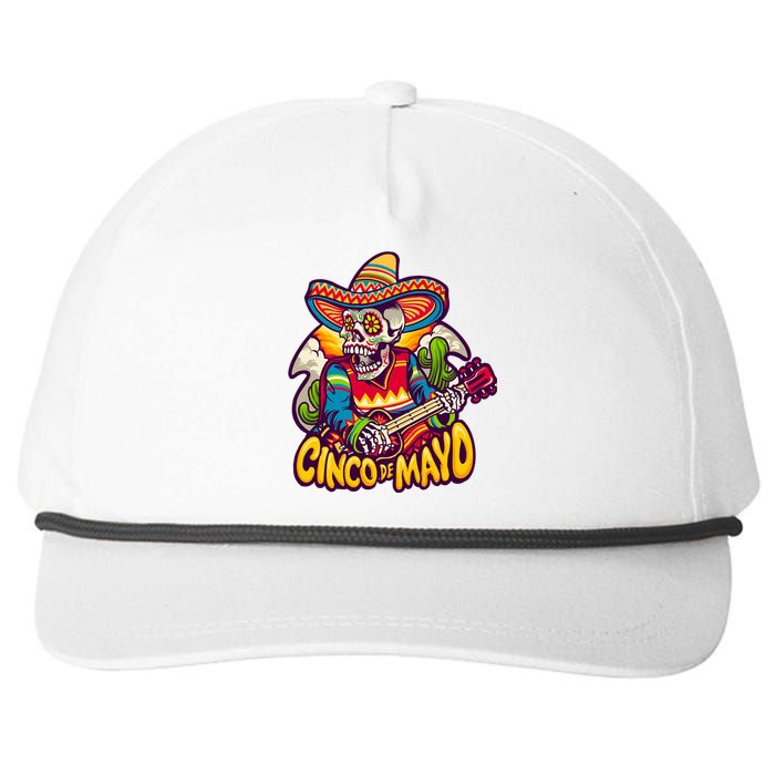 Cinco De Mayo Skull Fiesta Snapback Five-Panel Rope Hat